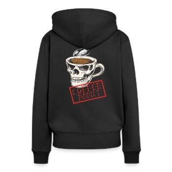 Coffee addict busted - Frauen Premium Bio Hoodie - Schwarz - Hinten - Julia (174cm)