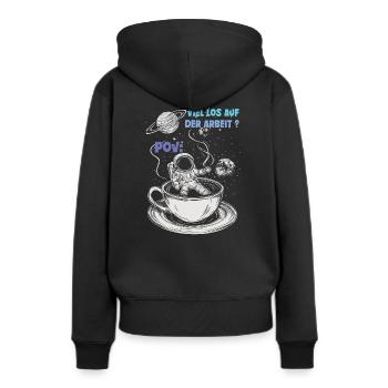 Viel los auf der Arbeit? POV Kaffee - Frauen Premium Bio Hoodie - Schwarz - Hinten - Julia (174cm)