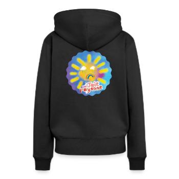 Soleil rayonnant pop - Ondes - Sweat à capuche Premium bio Femme - noir - Dos - Julia (174cm)