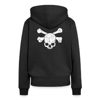 Totenschädel und gekreuzte Knochen - Frauen Premium Bio Hoodie - Schwarz - Hinten - Julia (174cm)
