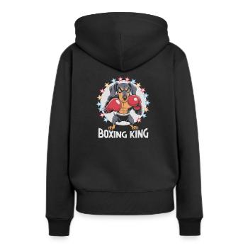 Un teckel Boxing King Boxer Sports Strength Gym - Sweat à capuche Premium bio Femme - noir - Dos - Julia (174cm)