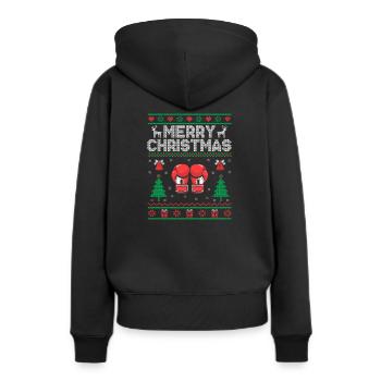 Noël Joyeux Noël Boxer Sports Force Athlète - Sweat à capuche Premium bio Femme - noir - Dos - Julia (174cm)