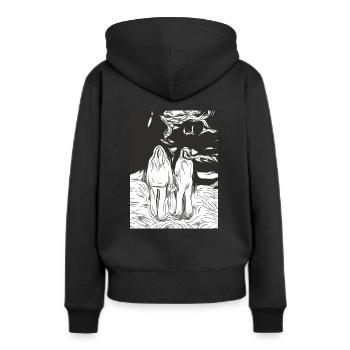 Wir und das Unbekannte - Frauen Premium Bio Hoodie - Schwarz - Hinten - Julia (174cm)