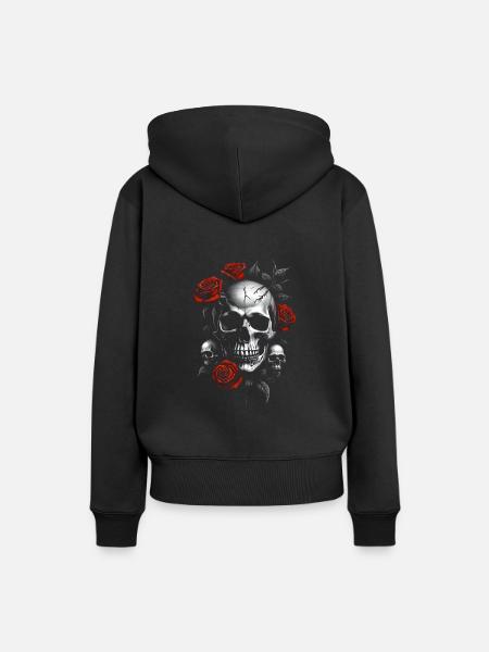 Eternal Contrast: Skull and Roses - Women’s Premium Organic Hoodie - black