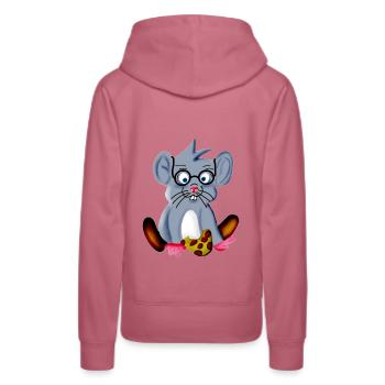 Smart nerd mouse with glasses as a spectacle snake - Women’s Premium Organic Hoodie - mauve - Back - Isabella (175cm)
