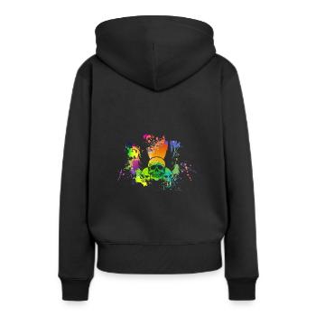 Crâne avec tache de couleur - Sweat à capuche Premium bio Femme - noir - Dos - Julia (174cm)