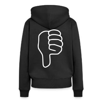 Emoji Daumen runter Skizze schwarz - Frauen Premium Bio Hoodie - Schwarz - Hinten - Julia (174cm)