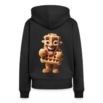 Waffel - Frauen Premium Bio Hoodie - Schwarz - Hinten - Julia (174cm)