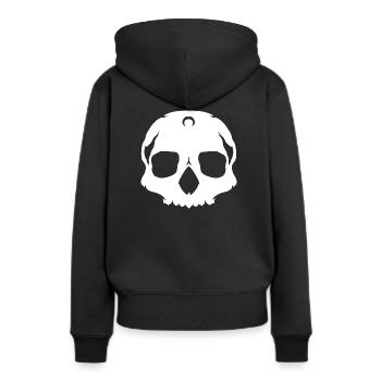 Skull - Frauen Premium Bio Hoodie - Schwarz - Hinten - Julia (174cm)
