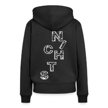 Nichts - Wort - schenke Nichts - Frauen Premium Bio Hoodie - Schwarz - Hinten - Julia (174cm)