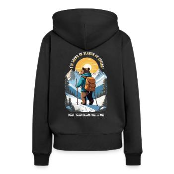 L’ours cherche le printemps - Sweat à capuche Premium bio Femme - noir - Dos - Julia (174cm)