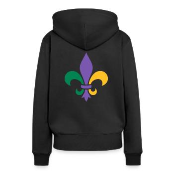 Mardi Gras - Sweat à capuche Premium bio Femme - noir - Dos - Julia (174cm)