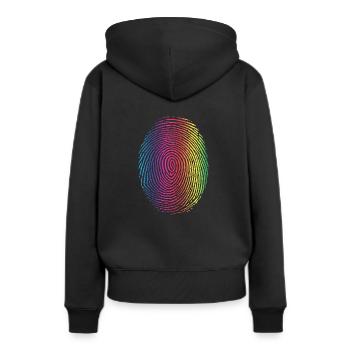 Empreinte arc-en-ciel - Identité - Sweat à capuche Premium bio Femme - noir - Dos - Julia (174cm)