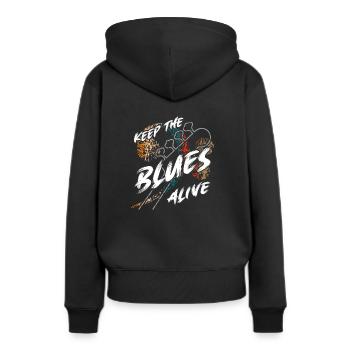 Le blues est vivant Gardez le blues vivant - Sweat à capuche Premium bio Femme - noir - Dos - Julia (174cm)