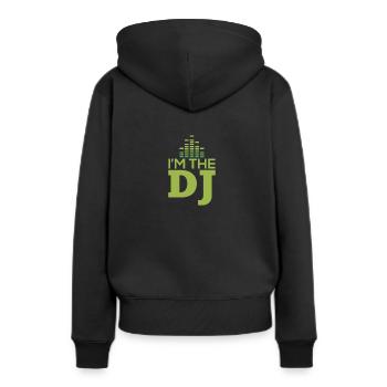 I am the DJ - Frauen Premium Bio Hoodie - Schwarz - Hinten - Julia (174cm)