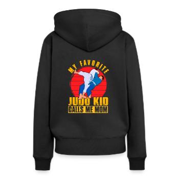 Mein Lieblings-Judo-Kind nennt mich Mama - Frauen Premium Bio Hoodie - Schwarz - Hinten - Julia (174cm)