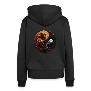 Yin Yang - Frauen Premium Bio Hoodie - Schwarz - Hinten - Julia (174cm)