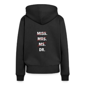 Doktor - Frauen Premium Bio Hoodie - Schwarz - Hinten - Julia (174cm)