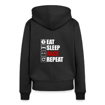 Motorsport Rennen - Frauen Premium Bio Hoodie - Schwarz - Hinten - Julia (174cm)
