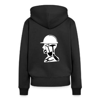 Ouvriers du bâtiment - Sweat à capuche Premium bio Femme - noir - Dos - Julia (174cm)