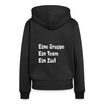 Gruppe, Team, Ziel - Frauen Premium Bio Hoodie - Schwarz - Hinten - Julia (174cm)