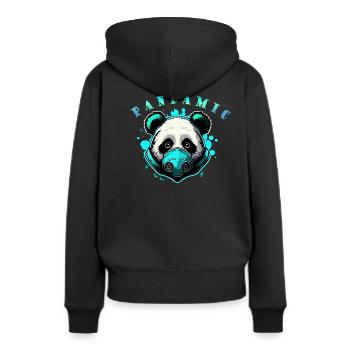 Panda-Pandamic Bleu - Sweat à capuche Premium bio Femme - noir - Dos - Julia (174cm)