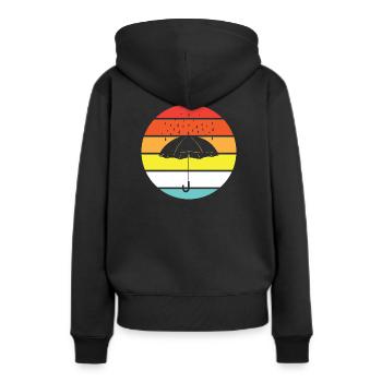 Regenschirm - Regentropfen, vintage - summer - Frauen Premium Bio Hoodie - Schwarz - Hinten - Julia (174cm)