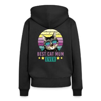Best cat mum ever cat mom sunglasses lady - Women’s Premium Organic Hoodie - black - Back - Julia (174cm)