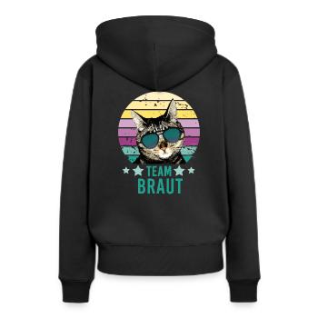 Team Braut Katze JGA Junggesellinnenabschied 2 - Frauen Premium Bio Hoodie - Schwarz - Hinten - Julia (174cm)