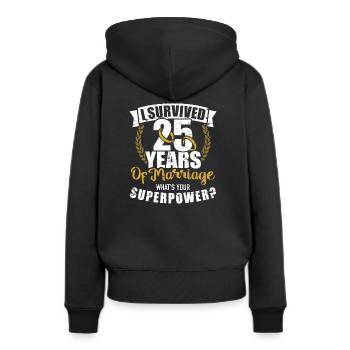 Anniversaire de mariage en argent - Sweat à capuche Premium bio Femme - noir - Dos - Julia (174cm)