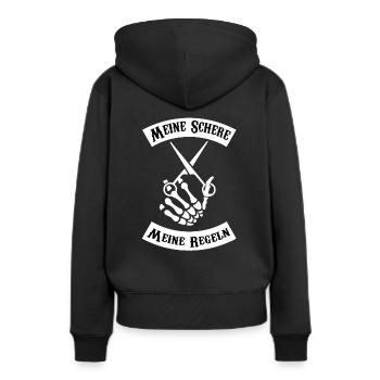 Salon de coiffure salon de coiffure salon de coiffure salon de coiffure cadeau - Sweat à capuche Premium bio Femme - noir - Dos - Julia (174cm)