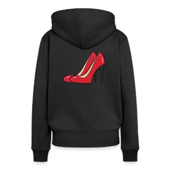 High Heels rot - Rotes Paar Pumps - Frauen Premium Bio Hoodie - Schwarz - Hinten - Julia (174cm)