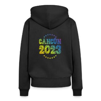 Cancun 2023 - Frauen Premium Bio Hoodie - Schwarz - Hinten - Julia (174cm)