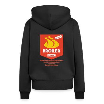 Broiler (Goldene-Geflügel-Edition) - Frauen Premium Bio Hoodie - Schwarz - Hinten - Julia (174cm)
