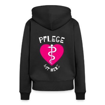 Pflege mit Herz Krankenhaus Pflegeheim Pk Geschenk - Frauen Premium Bio Hoodie - Schwarz - Hinten - Julia (174cm)