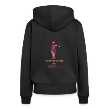 Juristen Geschenk Anwaltsspruch Justitia - Frauen Premium Bio Hoodie - Schwarz - Hinten - Julia (174cm)