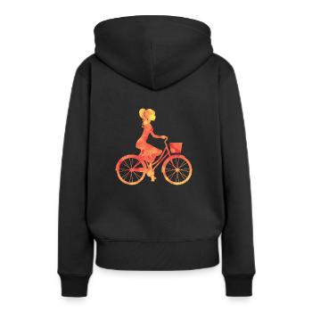 Einkaufen - Frauen Premium Bio Hoodie - Schwarz - Hinten - Julia (174cm)
