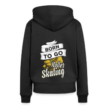 Rollschuhe - Frauen Premium Bio Hoodie - Schwarz - Hinten - Julia (174cm)