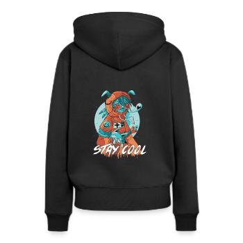Stay Cool Katzen Comicstyle Kunst Design - Frauen Premium Bio Hoodie - Schwarz - Hinten - Julia (174cm)