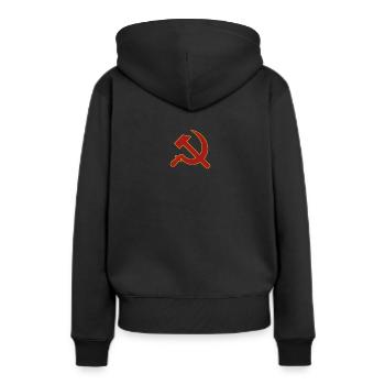 Communisme, marx, merch, marteau et faucille, - Sweat à capuche Premium bio Femme - noir - Dos - Julia (174cm)