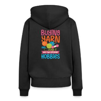 Garn kaufen - Frauen Premium Bio Hoodie - Schwarz - Hinten - Julia (174cm)