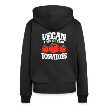 Vegane Kopf Tomaten - Frauen Premium Bio Hoodie - Schwarz - Hinten - Julia (174cm)
