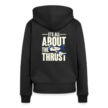 Alles über Schub - Frauen Premium Bio Hoodie - Schwarz - Hinten - Julia (174cm)