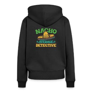 Nacho Détective - Sweat à capuche Premium bio Femme - noir - Dos - Julia (174cm)