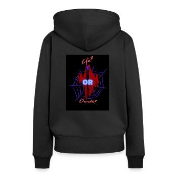 la vie ou la mort - Sweat à capuche Premium bio Femme - noir - Dos - Julia (174cm)