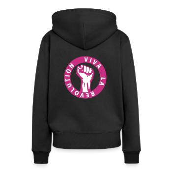 Viva La Revolution - Frauen Premium Bio Hoodie - Schwarz - Hinten - Julia (174cm)