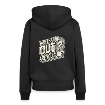 War das aus? Sind Sie sicher? - Frauen Premium Bio Hoodie - Schwarz - Hinten - Julia (174cm)