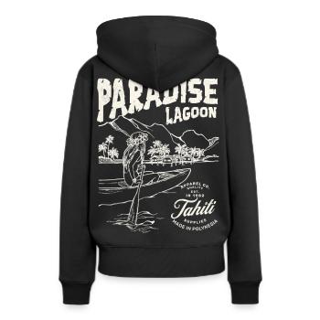 Paradise Lagoon Illustration - Sweat à capuche Premium bio Femme - noir - Dos - Julia (174cm)