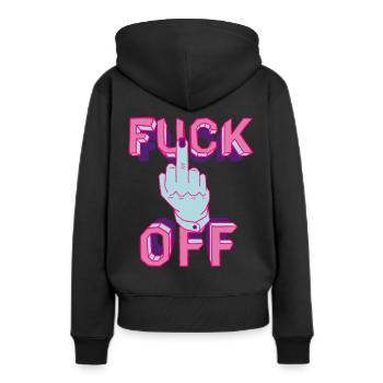 Graphique de la main néon en mot F - Sweat à capuche Premium bio Femme - noir - Dos - Julia (174cm)