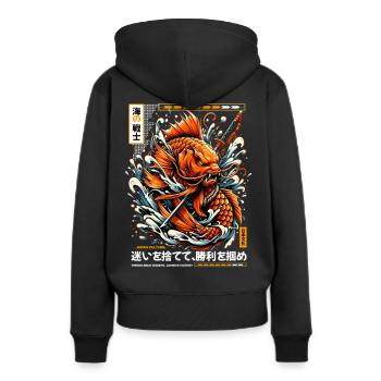 Koi Warrior Achieve Victory - Frauen Premium Bio Hoodie - Schwarz - Hinten - Julia (174cm)